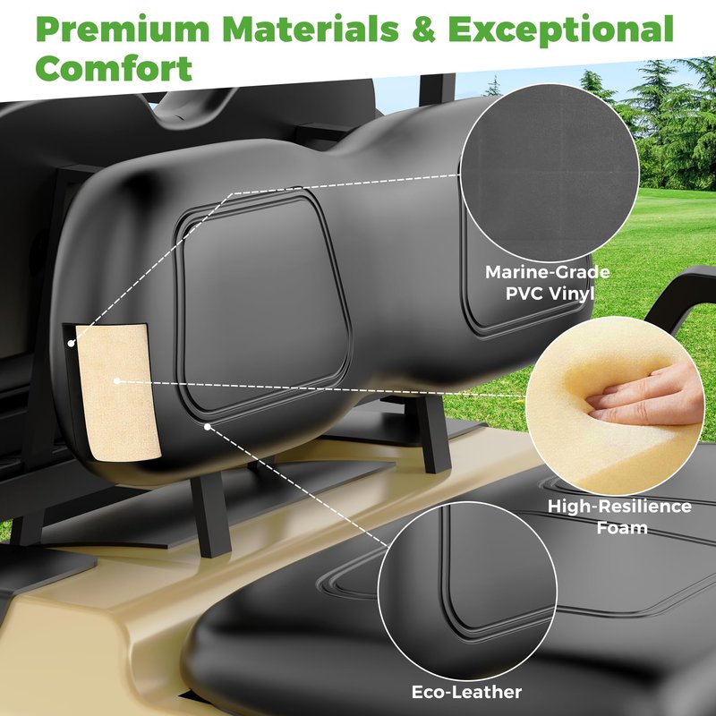 10L0L Golf Cart Front Seat Backrest Assembly for 2000.5-up Club Car DS Seat Back Cushion, Factory Style Replacement Cushions