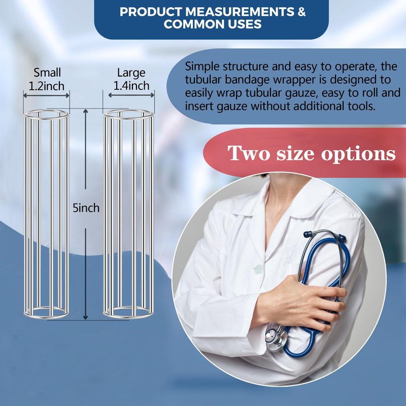 Alaisee 2 Pcs Tubular Gauze Metal Applicator Cage Metal Cage Applicator Tube Gauze Bandage Tubular for Homes, Offices, and Hospital (Large X 2 Pcs)