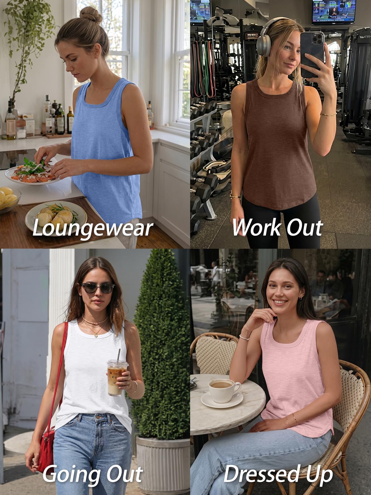 AUTOMET Womens Square Neck Tank Tops Loose Fit 2026 Summer Tops Clothes Fashion White S