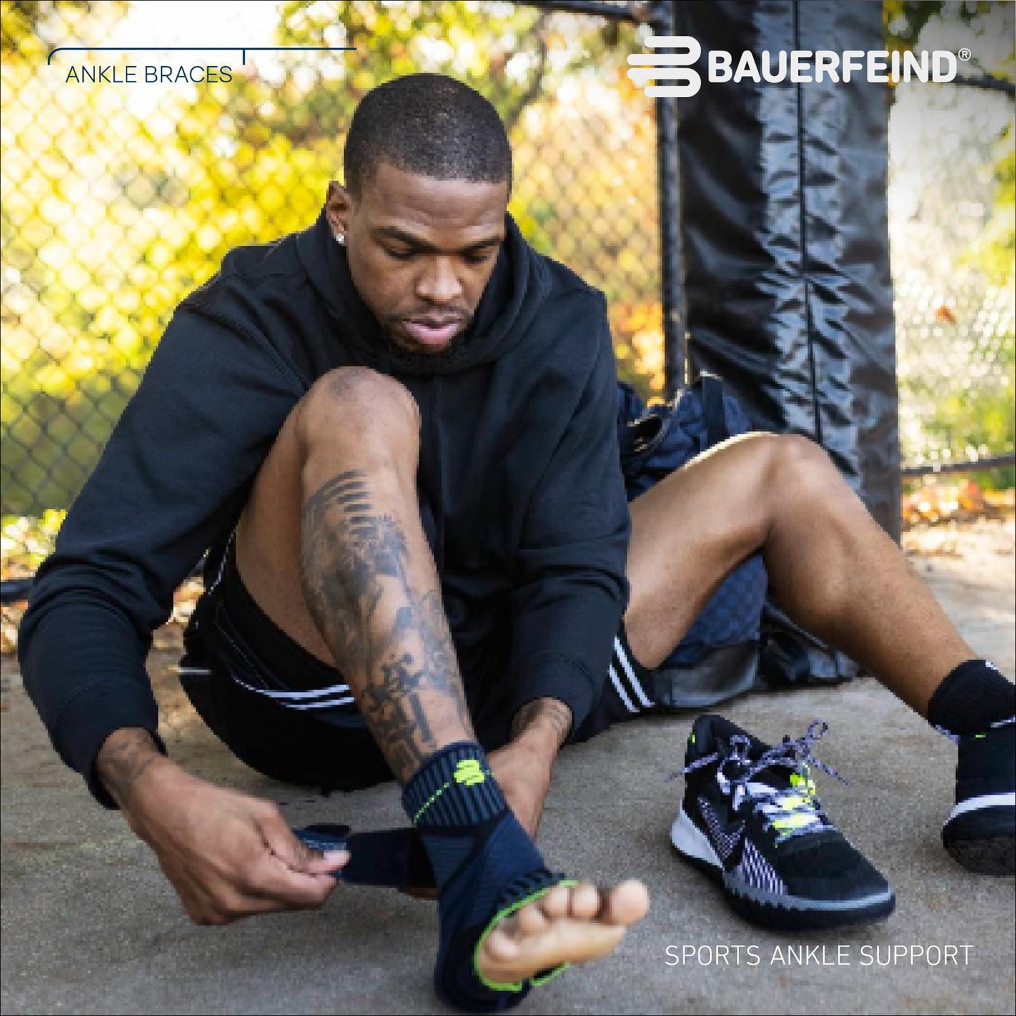 Bauerfeind Sports Ankle Support - Ankle Brace for Stabilization & Protection - Figure-8 Taping Strap - Targeted Compression - Lightweight & Durable (Rivera, Medium/Left)