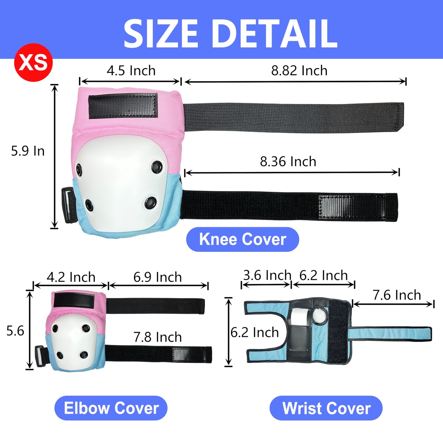 Kids Knee Pads and Elbow Pads Set for Roller Skates Girls 5-8,Roller Blades and Skateboarding Protective Gear Set Accessories,Ice Skate Guard and Skateboard Elbow Pad for Kids 5-8,Size XS