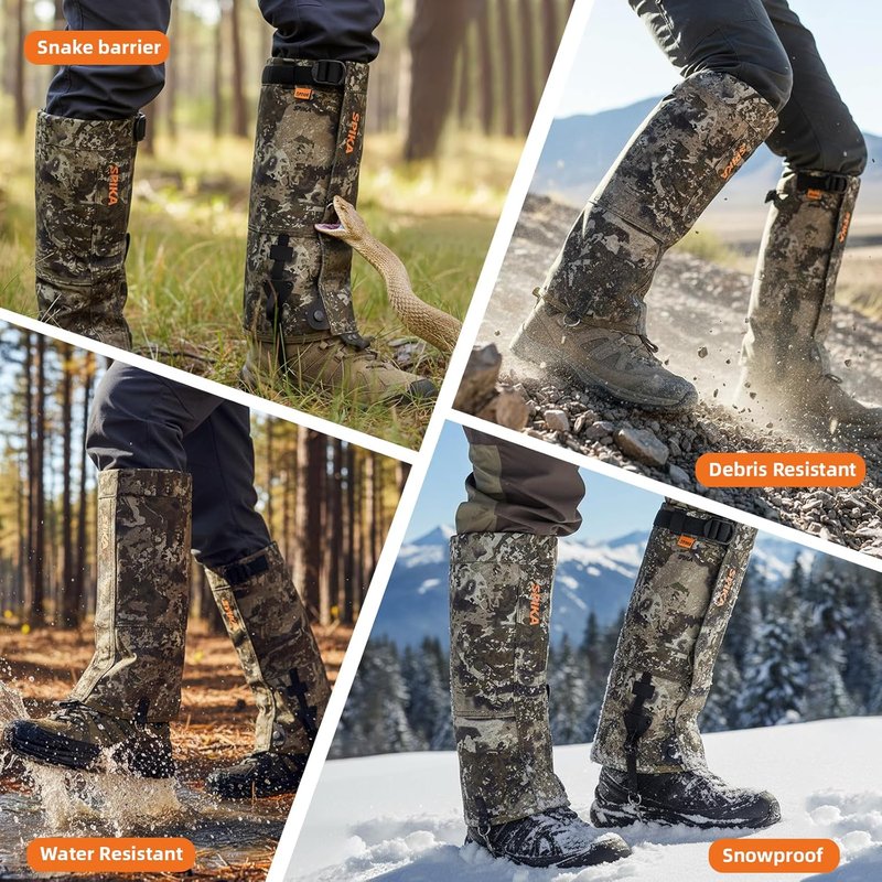 SPIKA Waterproof Snake Gaiters - Adjustable Leg Protection for Hiking | Unisex Outdoor Gear