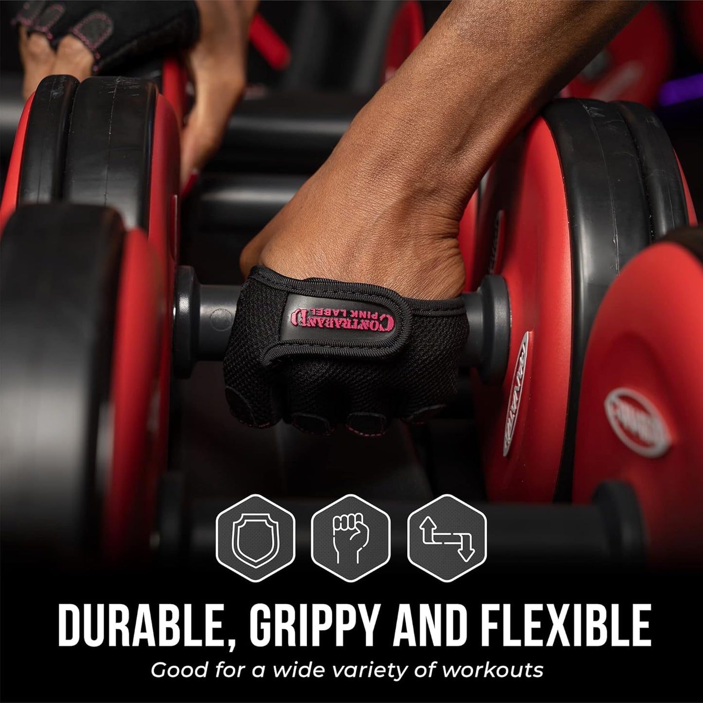 Contraband Pink Label Women's Micro Weight Lifting Gloves - Grip-Lock Silicone Padding | Minimalist Half Gloves