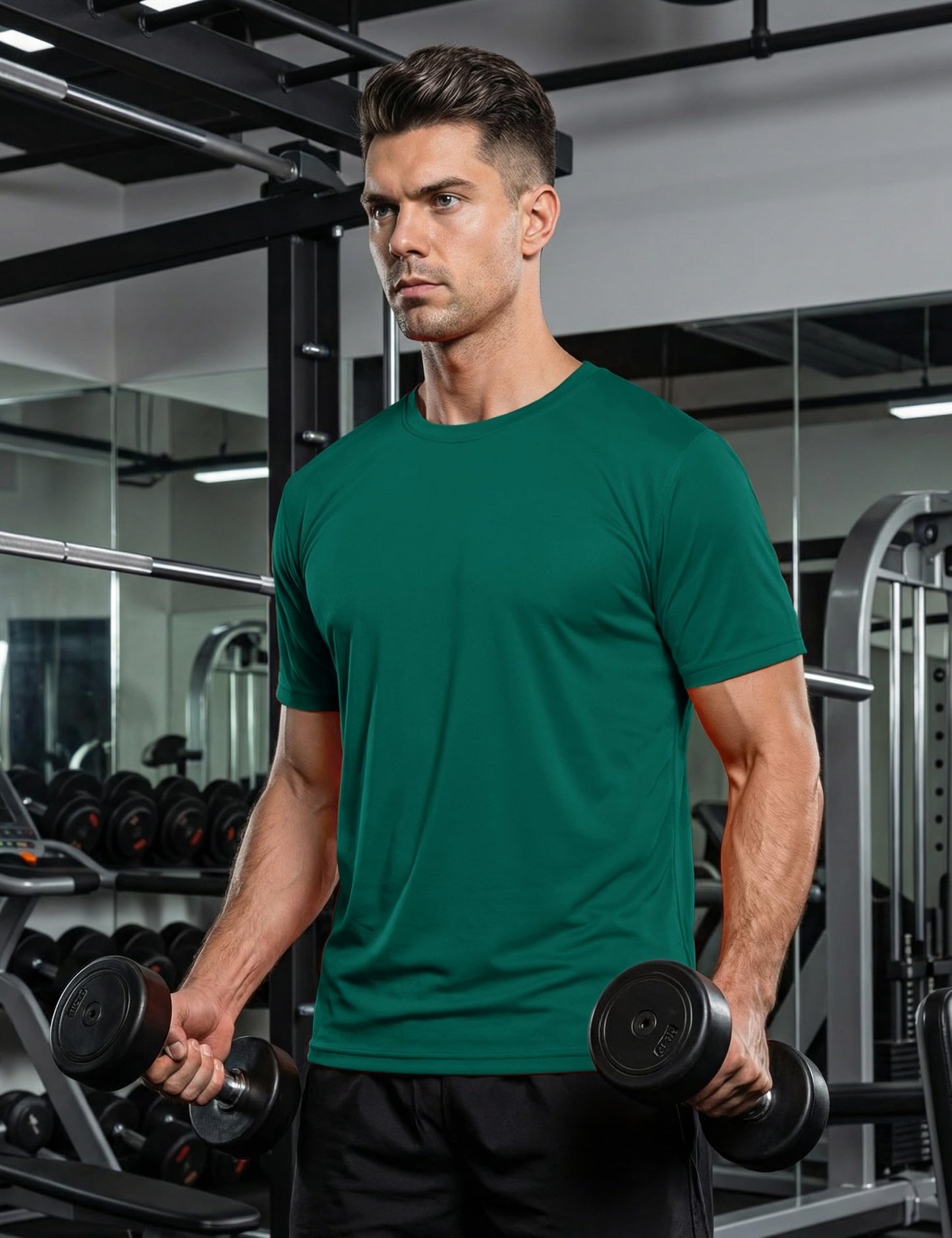 KEFITEVD Sun Shirts for Men Short Sleeve UPF 50+ Swim Shirts Rash Guard T-Shirt Lightweight Quick Dry Fishing Hiking Shirts Emerald Green