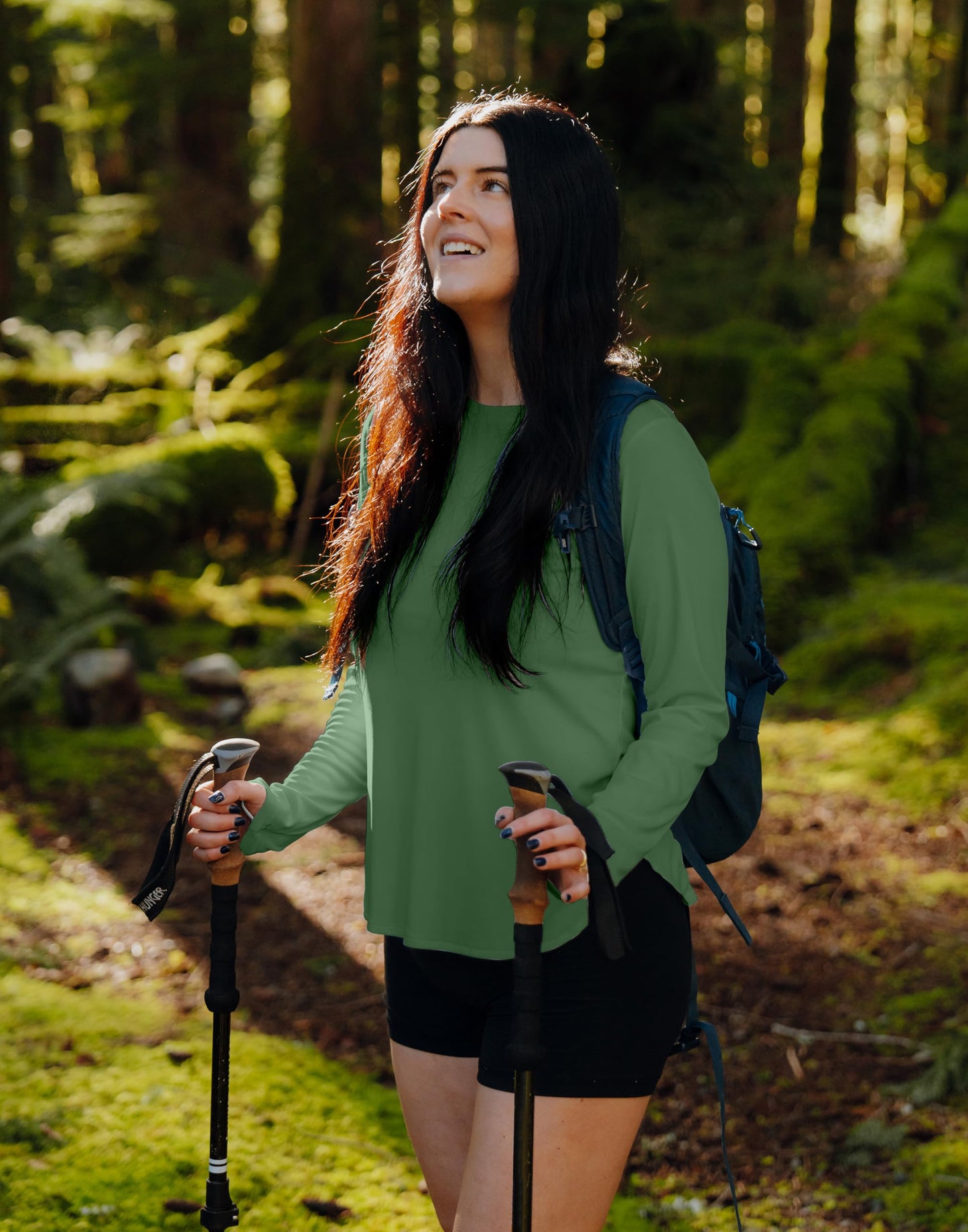 Women's Sun Shirts UPF 50+ Long Sleeve UV Protection Shirt Lightweight Quick Dry Workout Hiking Tops for Women(Army Green,L)