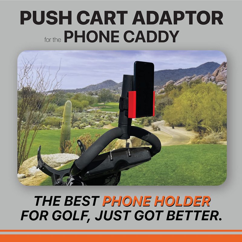 Desert Fox Golf Push Cart Adaptor – Converts Phone Caddy for Walking Golfers – One-Click Mount Golf Cart Accessory for Push Carts with Vertical Umbrella Holder