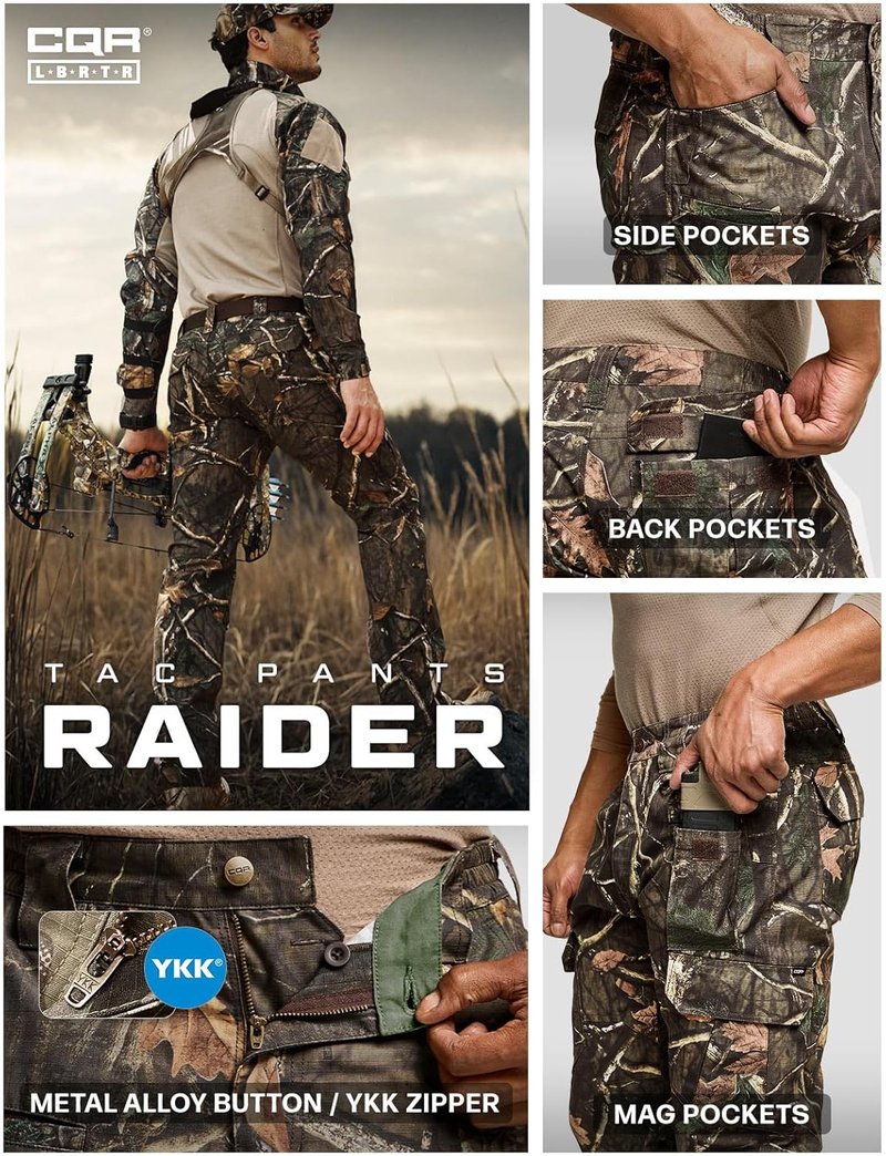 Men's Tactical Pants - Water Resistant Ripstop Cargo Design | Lightweight EDC Work & Hiking Gear