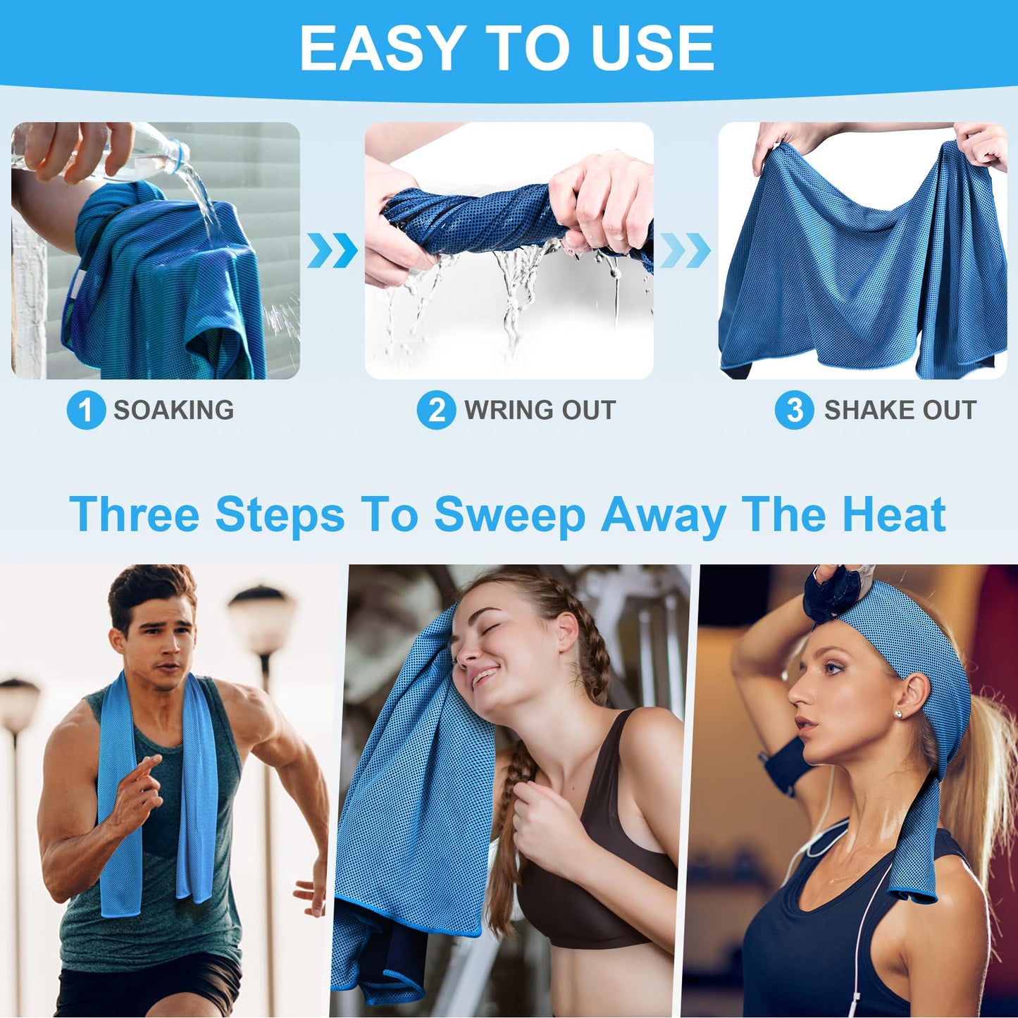 U-pick Cooling Towels (40"x12"), Cooling Towel for Neck and Face, Soft Breathable Chill Ice Towel, Stay Cool Sweat Rags for Gym, Yoga, Workout, Exercise, Sport, Beach, Camping, Cruise