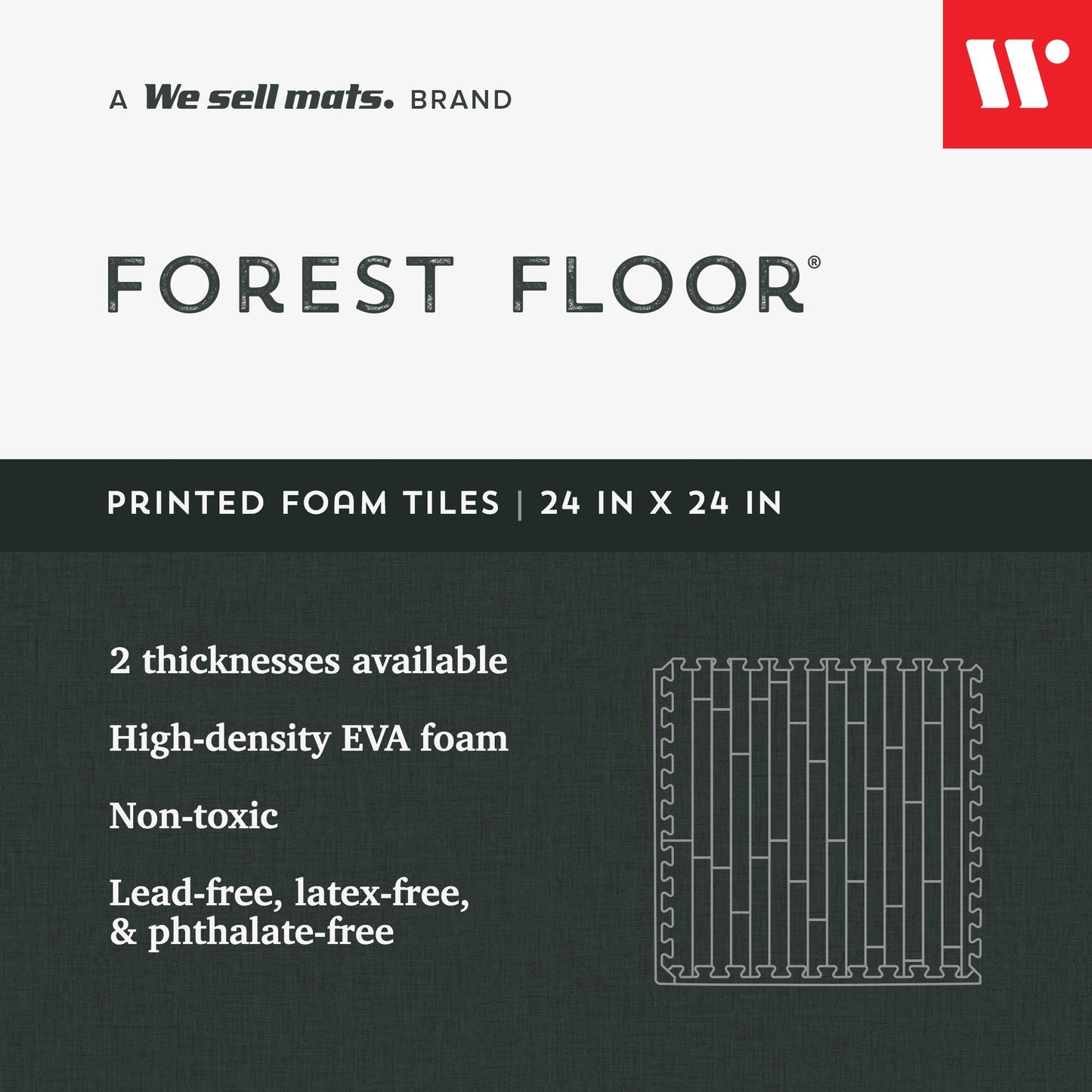 Forest Floor 3/8 Inch Thick Printed Foam Tiles, Premium Wood Grain Interlocking Foam Floor Mats, Anti-Fatigue Flooring – Stylish Flooring Solution, Walnut, 100 Sq Ft