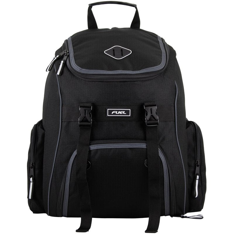 FUEL Oversized Wide Mouth Backpack with Multiple Compartments, Large Storage for Hiking, Work, Classroom, and Traveling - Grey Trim