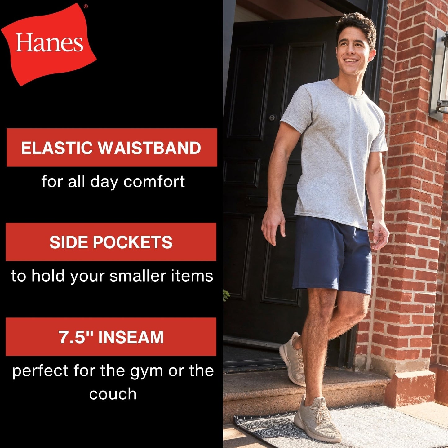 Hanes Mens Jersey Cotton With Pocket Workout-and-training-shorts, Black, XX-Large US, O8790