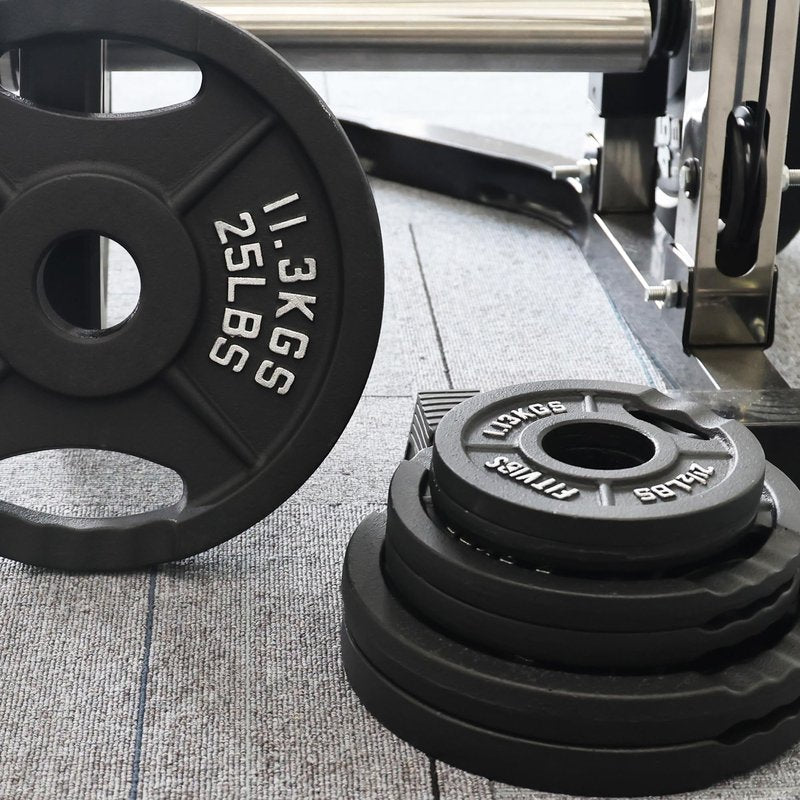 Olympic 2-Inch Cast Iron Plate Weight Plate for Strength Training and Weightlifting, Two Hole Style, 35LB Set