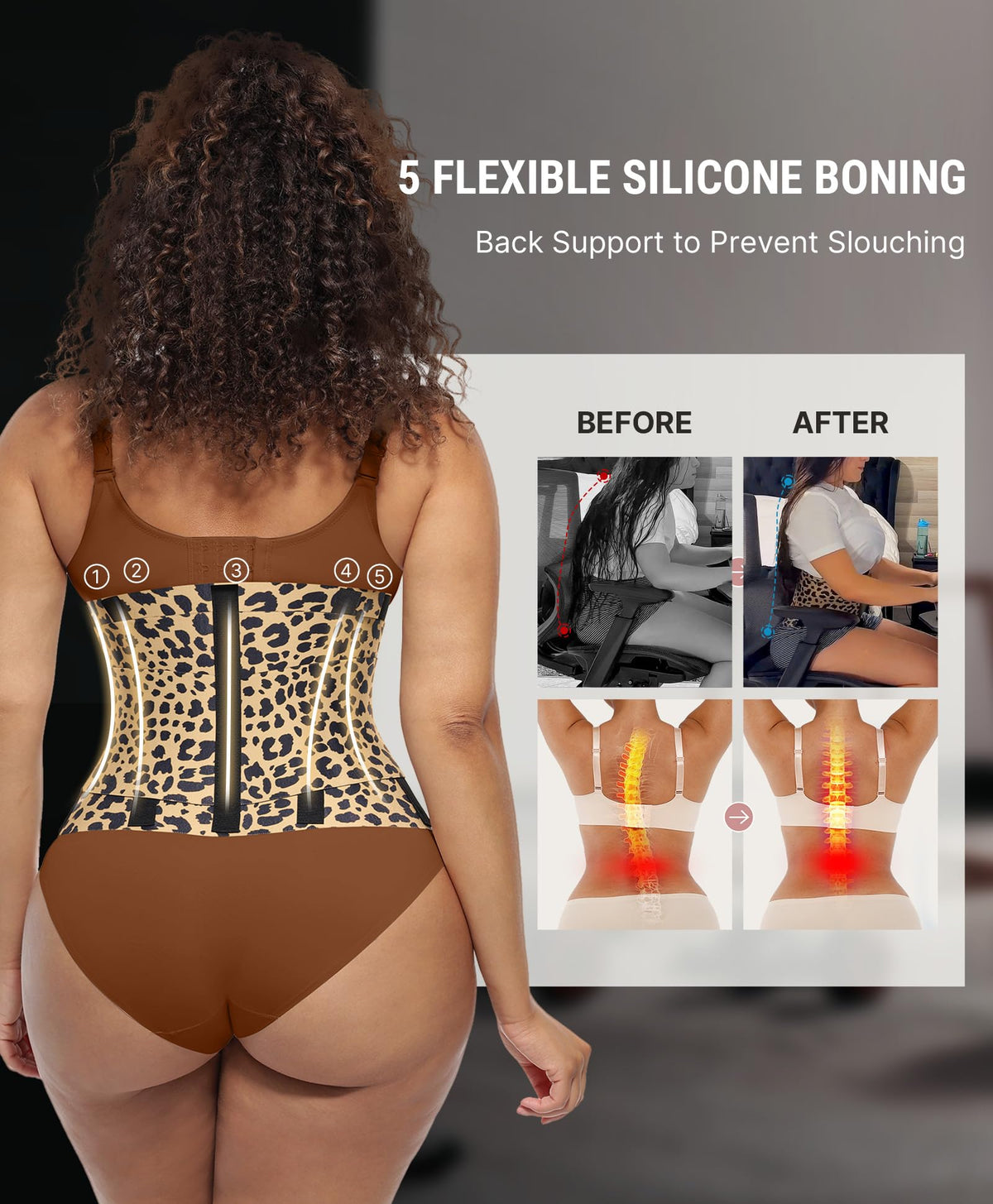 FeelinGirl Waist Trainer for Women Belly Fat Body Shape for Women Leopard L