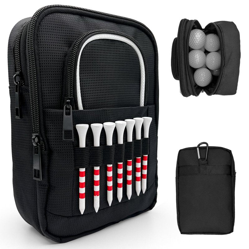 HGNUTAY Golf Valuables Pouch, Golf Ball Bag, Golfer Portable Organizer, Large Golf Accessories Pouch for Gadgets, Like Balls, Tees, Market - Golf Gift for Men and Women (White/Red Edge) (White Edge)