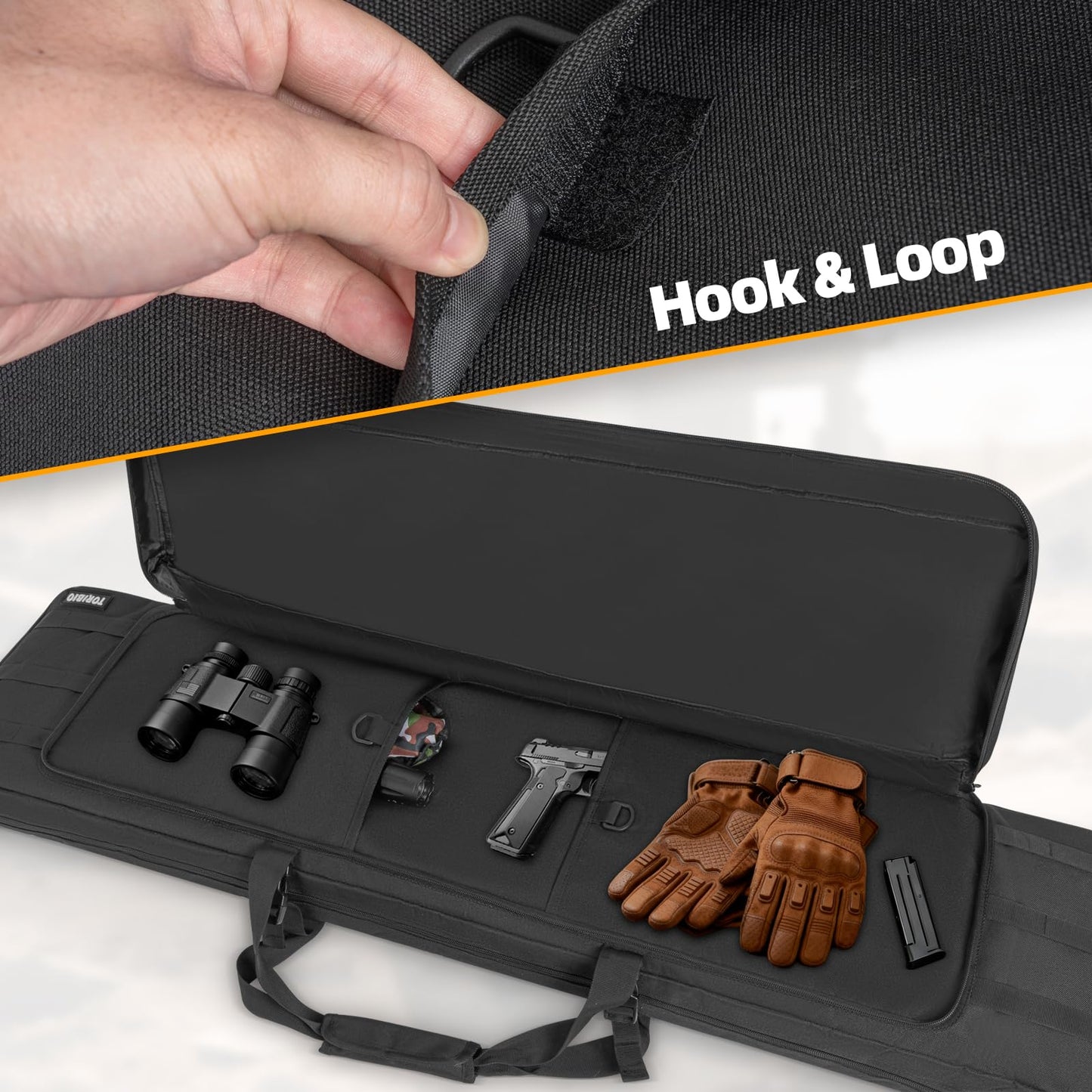 TORIBIO Double Rifle Case Gun Bag 30/34/36/42/46/48/51/55"-46" x 12" Black