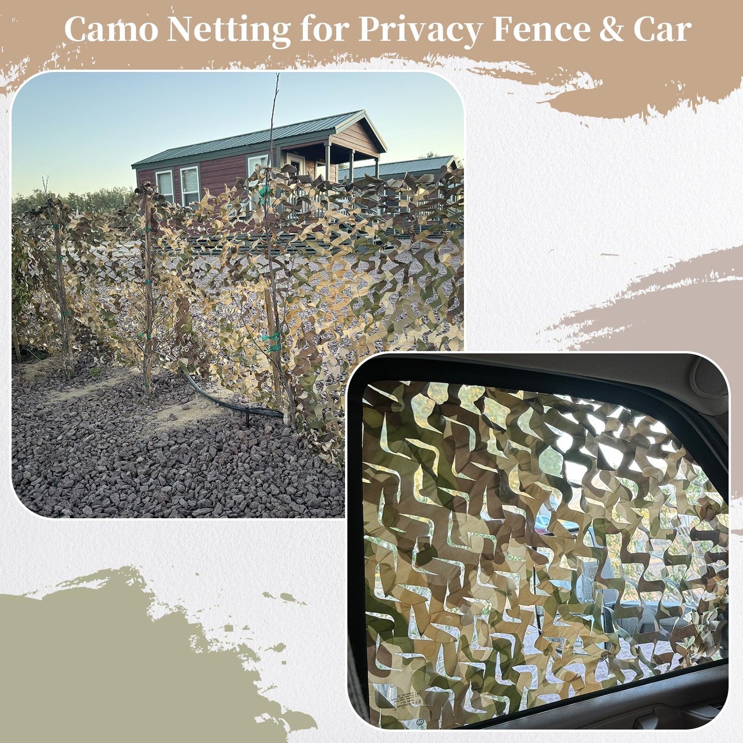 Yeacool Camo Netting Camouflage Netting Sunshade Net for Decor Hunting Blind Outdoor Photography Dinosaur Birthday Theme Party Decoration (Brown Camo, 4.9ftx9.8ft,1.5m*3m)