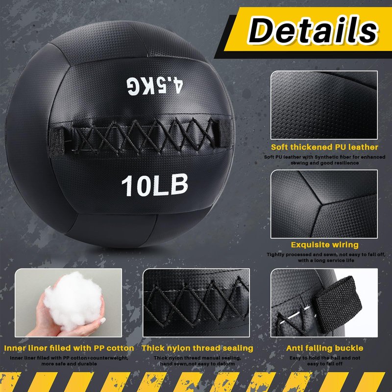 Lunmon 1 Pcs Soft Wall Medicine Ball for Exercise Fitness Slam Weighted Med Ball with Non Slip Grip for Slamming Workout Strength Conditioning Core Training Lunge and Partner Toss (10 Lbs)
