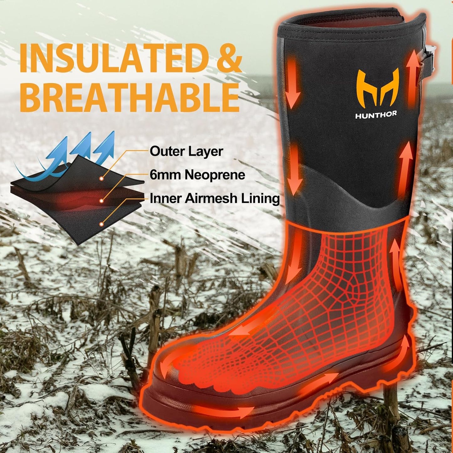 Puncture-Proof Rubber Work Boots - Steel Toe & Shank, Waterproof Insulated 6mm Neoprene | Sizes 6-14