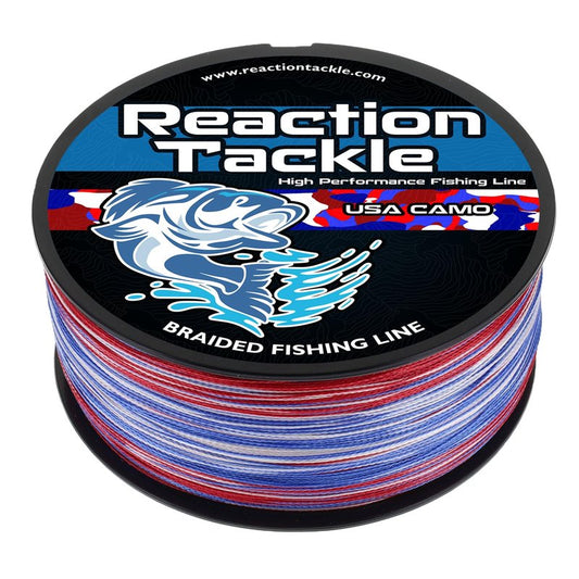 Reaction Tackle Braided Fishing Line - Pro Grade Power Performance for Saltwater or Freshwater Fish - Colored Fishing Line Braid for Extra Visibility - Camo USA 40 Lb (1000 Yards)