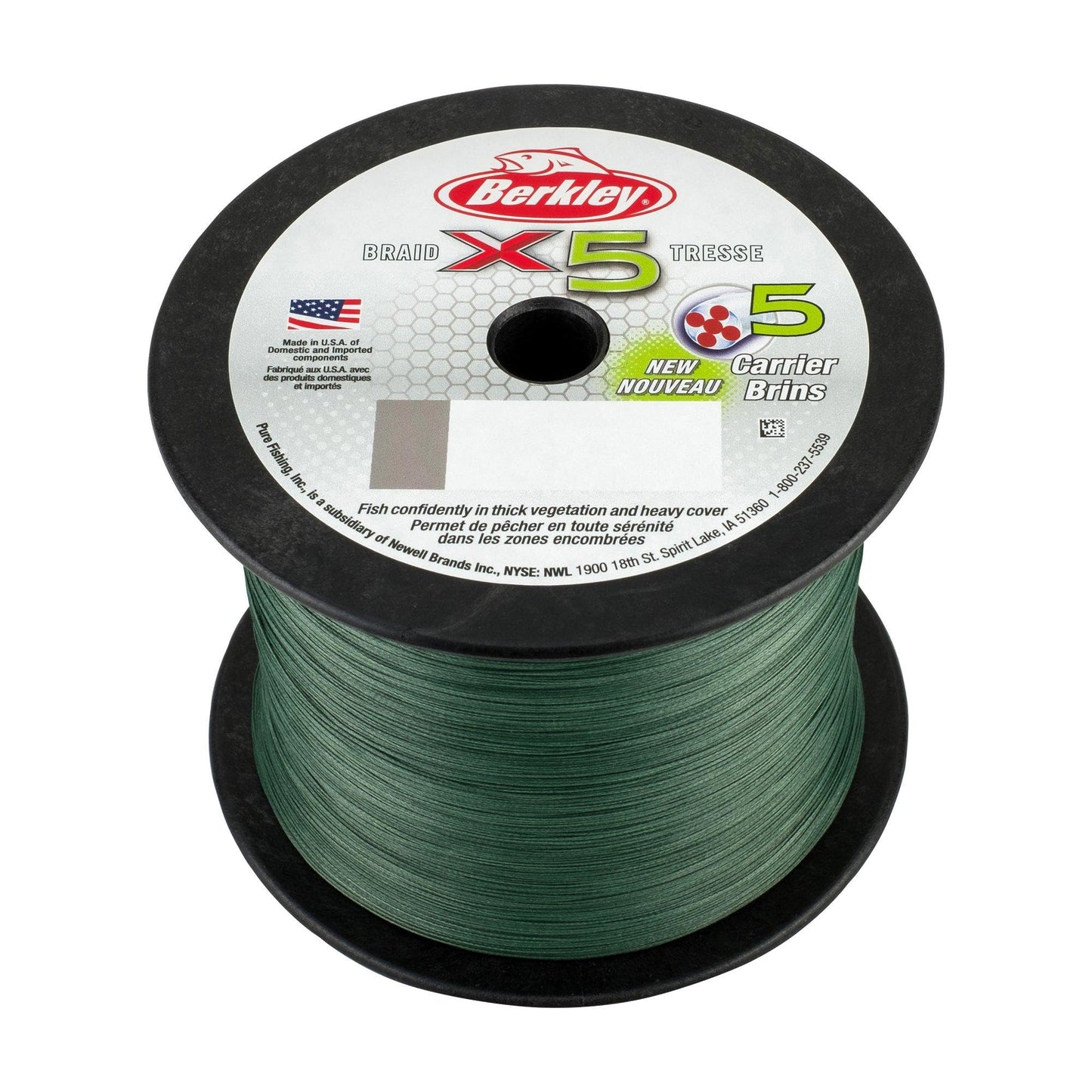 Berkley x5 Braid Superline, Low-Vis Green, 30-Pound Break Strength, 328yd Fishing Line, Suitable for Freshwater and Saltwater Environments