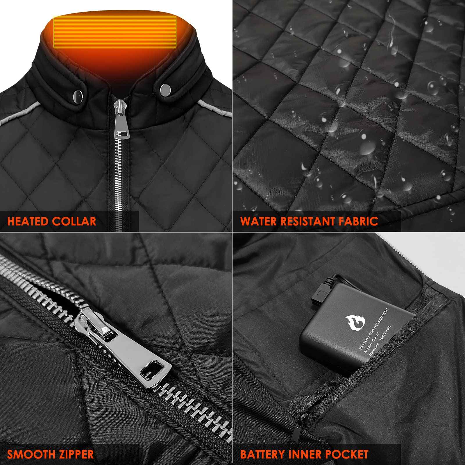 SEMANJLL Heated Vest for Women, 6 Heated Zones Neck Heating Women Heated Vest Coat(10000mAh Battery Pack Included