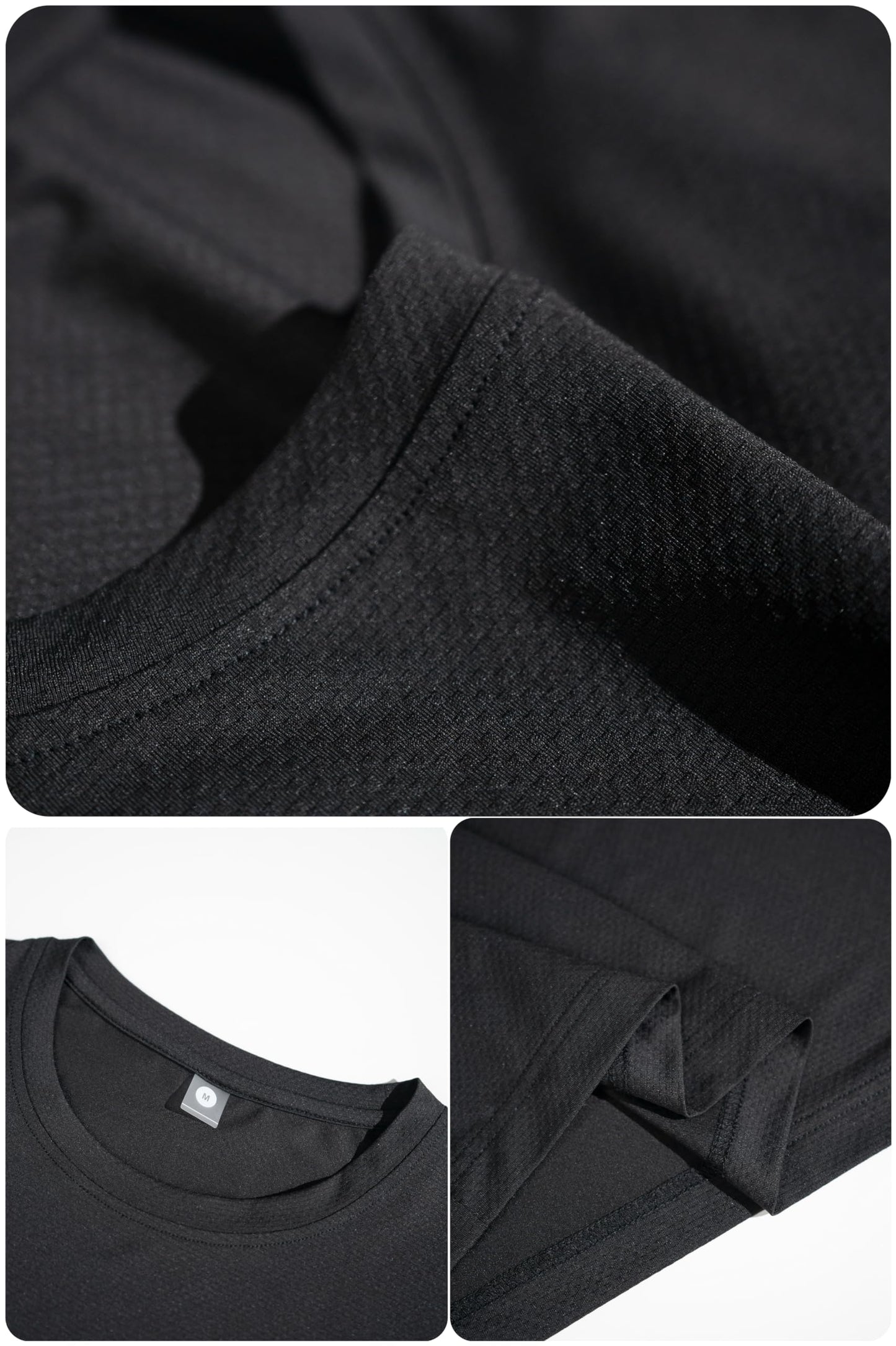 Men’s Black Short Sleeve Quick Dry Moisture Wicking Active Crew Neck T Shirt - Athletic Running Gym Workout Tee Tops