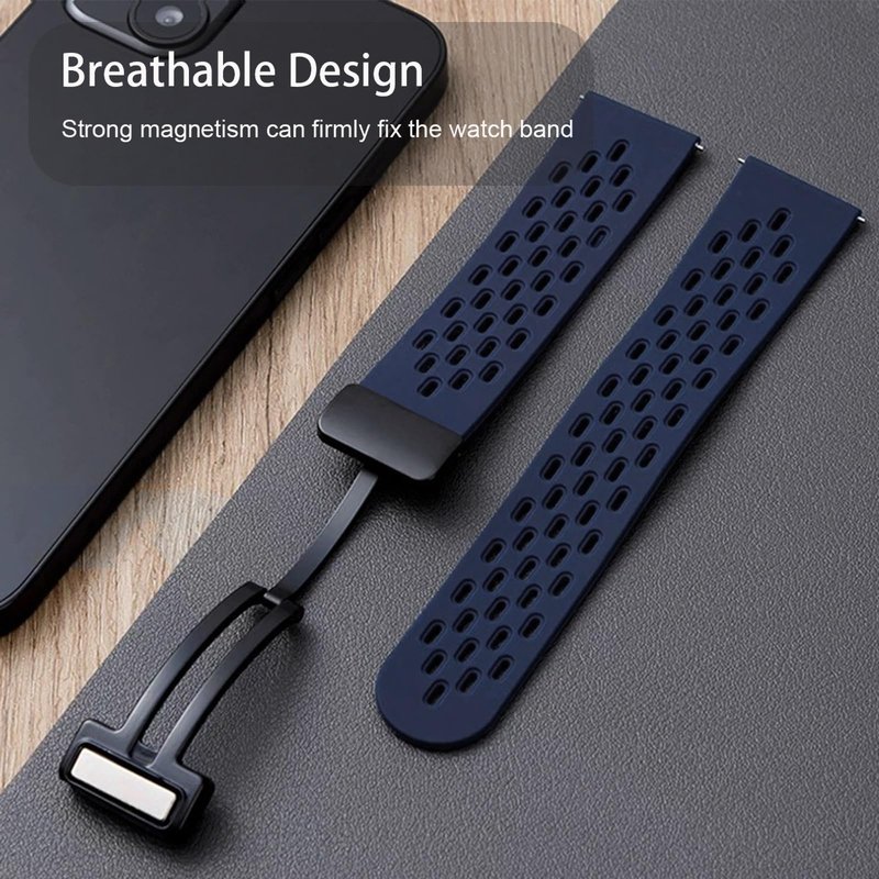 Compatible with ALPHAGEAR Smartwatch Bands, 22mm Quick Release Quick Release Breathable Soft Silicone Sport Band Replacemet Straps Compatible with ALPHAGEAR Bravo II, Bravo XL, Raptor, Commander, Juliet Smartwatch (Dark Blue, 22mm size band)