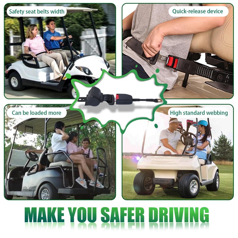 Podoy Retractable Seat Belt Kit for Golf Carts (Set of 2), Compatible with Club Car E-Z-GO TXT and Yamahaa, Auto-Retracting Design 42" Seat Belts for Many Utility Vehicles