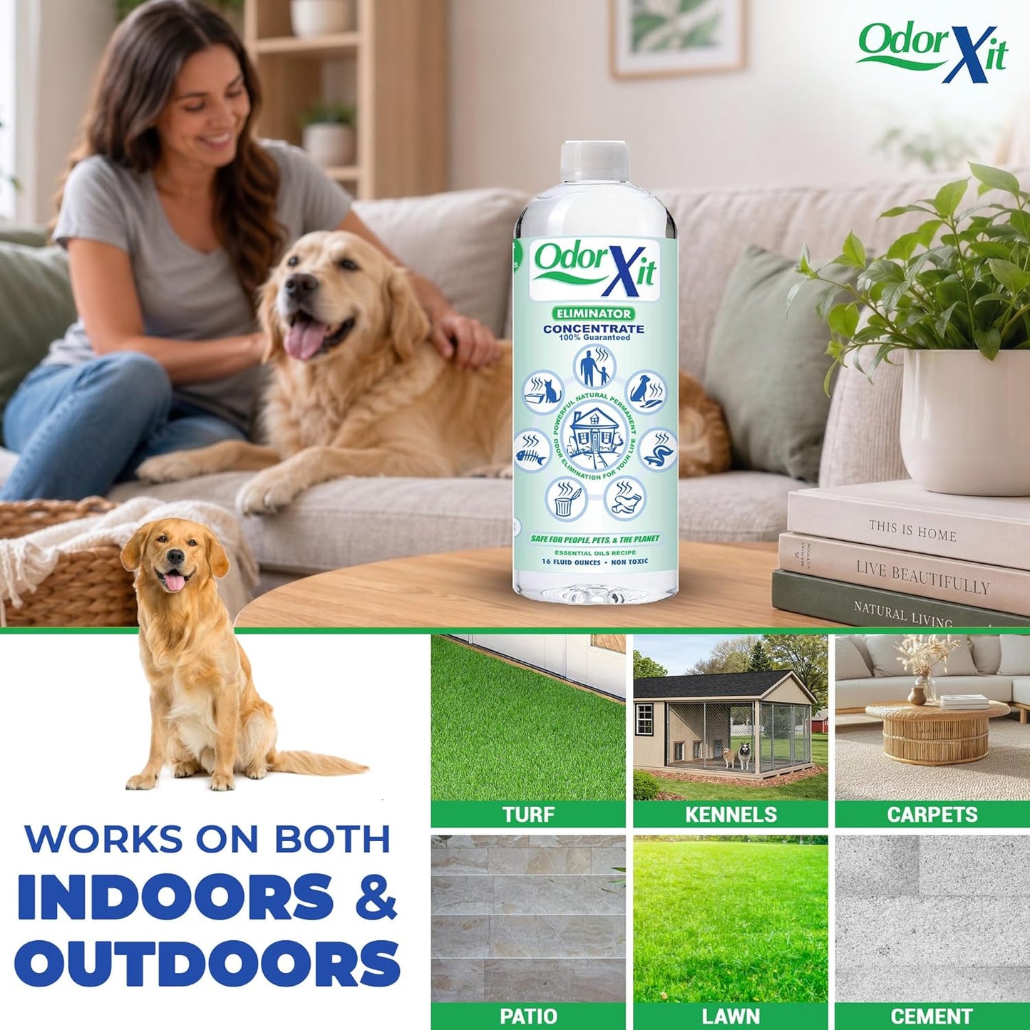 Pet Urine Odor Eliminator - Natural Deodorizer for Cats & Dogs | 16oz Concentrate