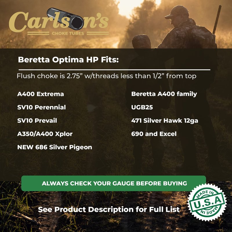 Carlson's Choke Tubes 12 Gauge for Beretta Optima HP [ Rifled | 0.730 Diameter ] Blued Steel | Rifled Choke Tube | Made in USA