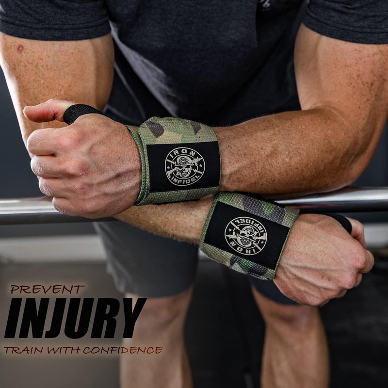 Iron Infidel Wrist Wraps - 18" Heavy Duty Support for Weightlifting | Ideal for CrossFit, Powerlifting, Gym Workouts