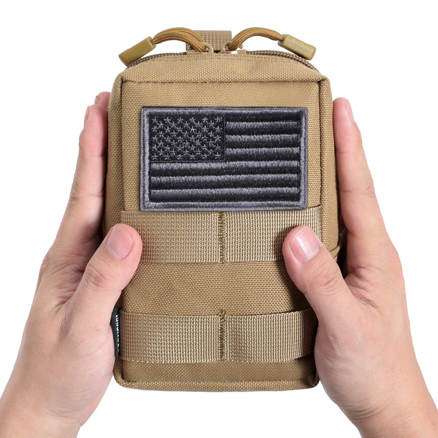 2 Pack Molle Pouches - Tactical Compact Water-Resistant EDC Pouch (Tan)