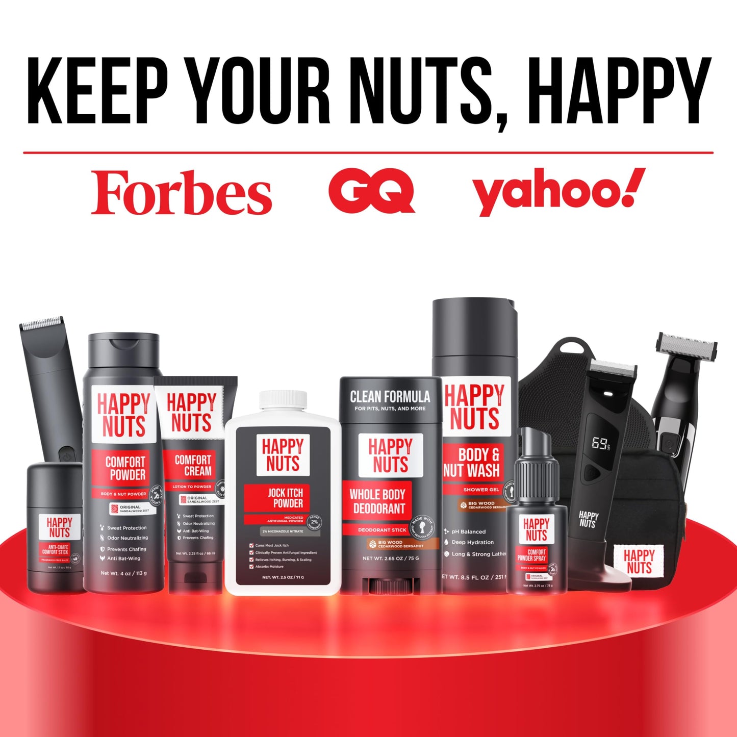 HAPPY NUTS Comfort Powder Spray Deodorant For Men: Anti-Chafing, Sweat and Odor Control for Jock Itch, Aluminum-Free, 2.75 oz (1 Pack), Fragrance-Free