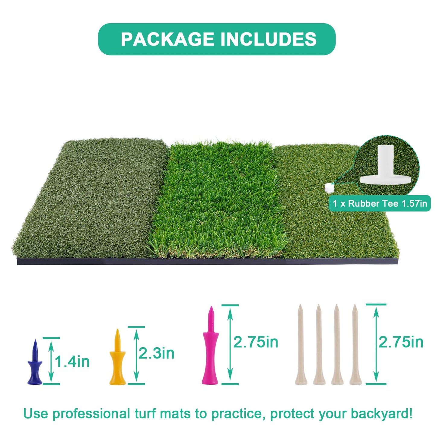HOYWOUL Golf Practice Mat 12"x24" Golf Hitting Mat Portable Training Matt Indoor Outdoor Chipping Putting Training Mats for Backyard Garage – Gift for Golfers, Beginners & Pros