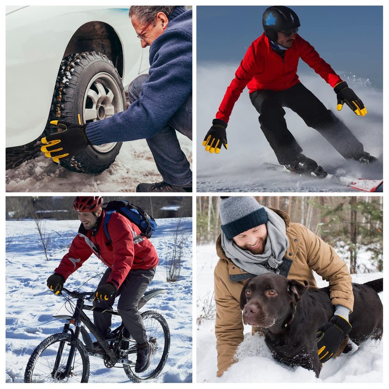 HODUP Insulated Synthetic Leather Winter Work Gloves - 3M Thinsulate, Fleece-Lined, Water-Resistant, Knitted Cuffs