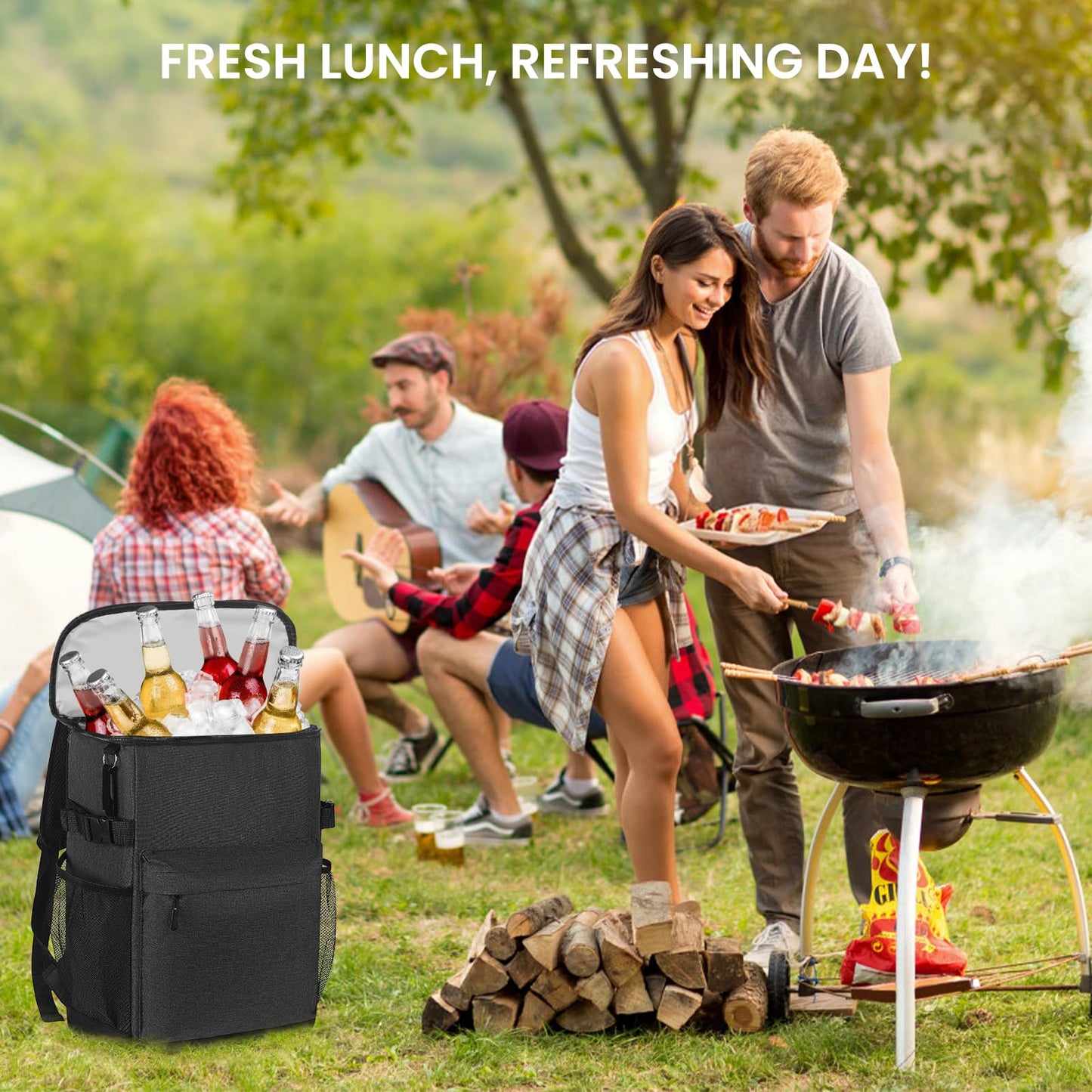 Cooler Backpack 33/40 Cans Coolers Insulated Leak Proof for Men & Women, Waterproof Soft Sided Lunch Camping Beach Travel Ice Chest Bag Hiking Picnic Backpack