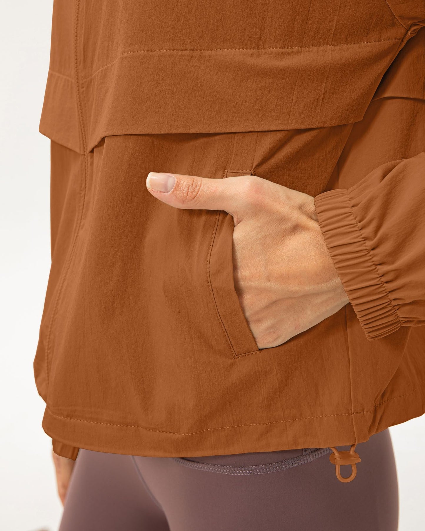 Locachy Women's Lightweight Zip Up Athletic Jacket Stand Collar Windproof Sun Protection Workout Outdoor Jacket Brown S