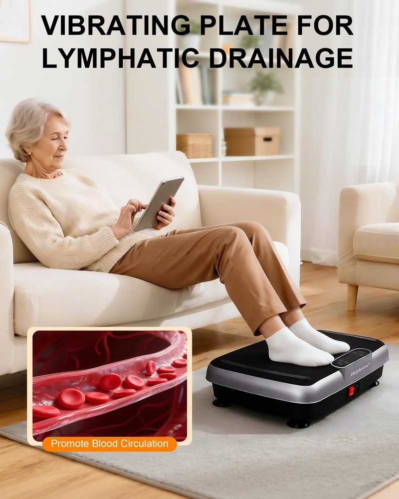 Vibration Plate Machine,180 Speeds Shake Plate for Lymphatic Drainage Weight Loss, Vibrating Fitness Platform 460LB Capacity Whole Body Workout with Bluetooth Home Exercise Gym Equipment for Women Men