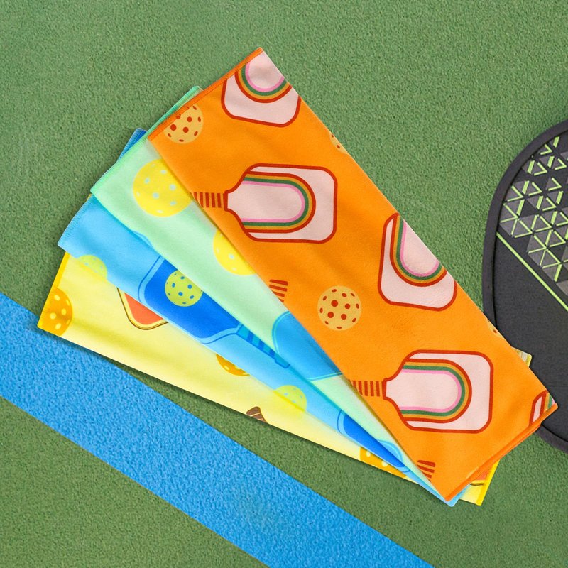 4 Pcs Pickleball Towel 15x17 Inch Soft Pickleball Prints Towels Absorbent Fast Drying Funny Pickleball Towel with Carabiner Clip Pickleball Hand Towels Pickleball Gift for Women Men Team Sports