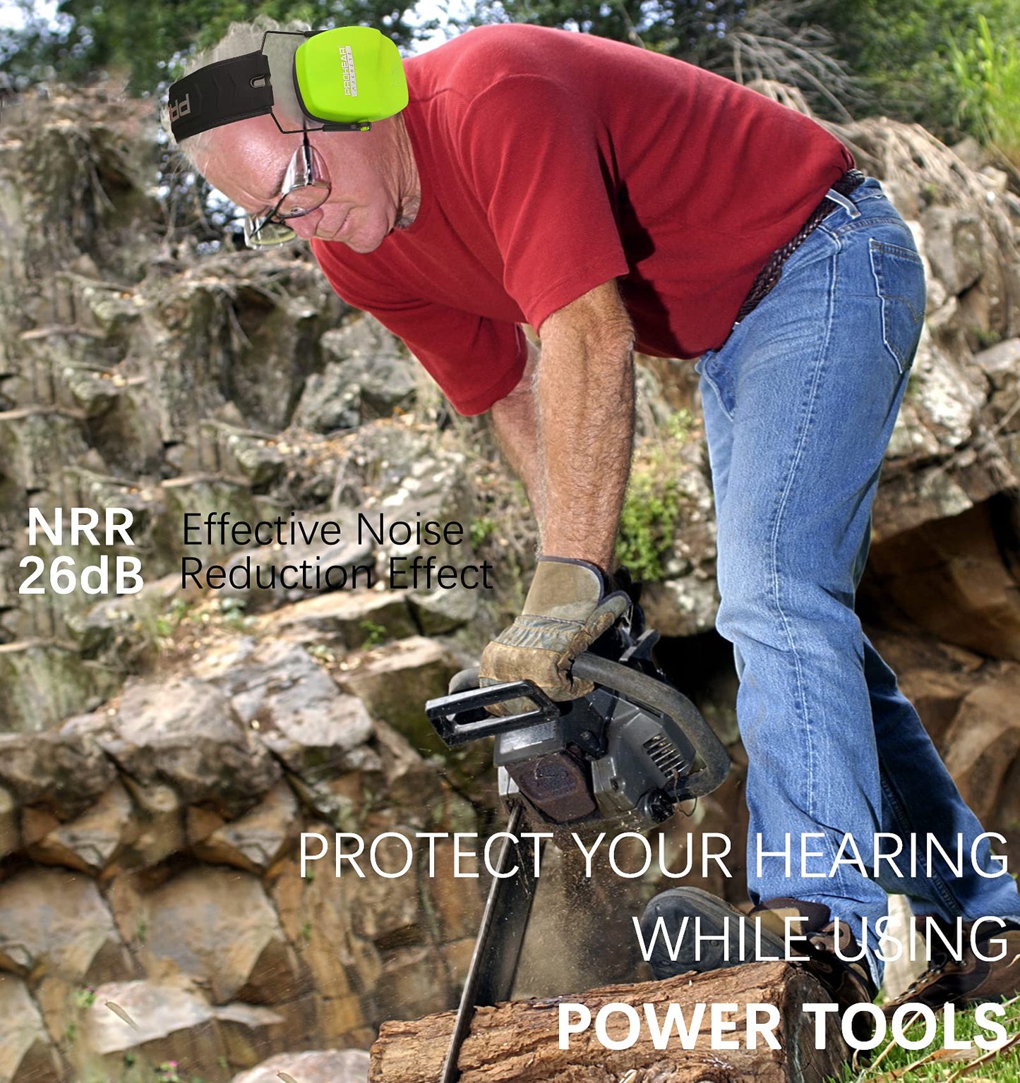 PROHEAR 016 Ear Protection Safety Earmuffs for Shooting, NRR 26dB Hearing Protector with Low-Profile Earcups, Compact Foldable Ear Defenders for Gun Range, Hunting (Fruit Green)