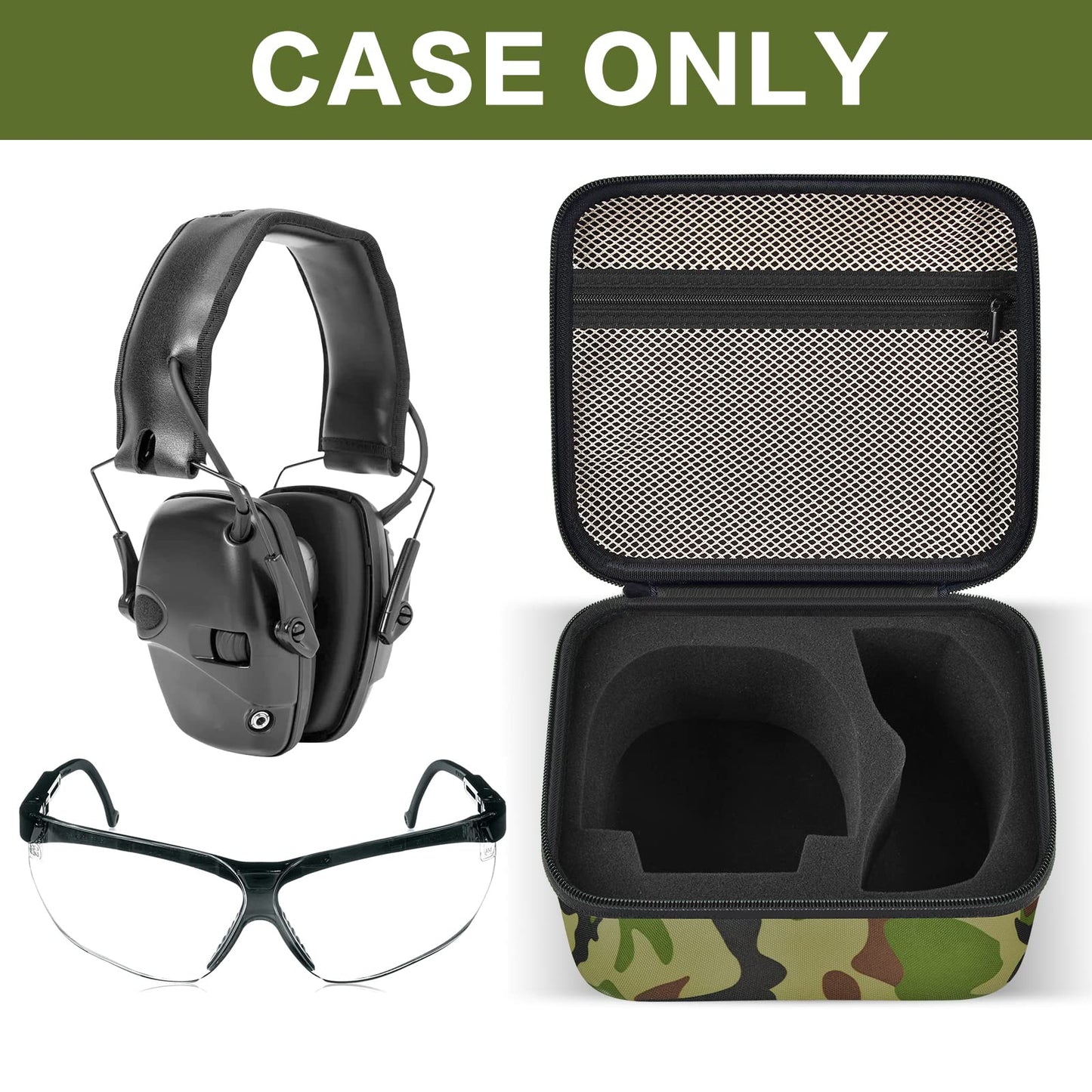 Case for Walker's Razor Slim Electronic Earmuffs Storage Holder/ for Howard Leight/ for 3M WorkTunes Shooting Hunting Hearing Ear Protection, Safety Eyewear Glasses Storage Holder -Camo Box Only