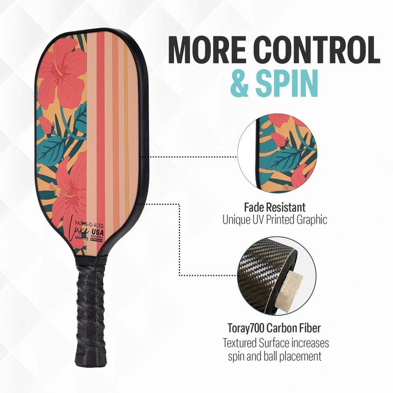 Palms-O-Aces T700 Carbon Fiber Pickleball Paddle – 16mm Honeycomb Core, Textured Face for Spin & Control, Lightweight USAPA Spec Paddle with Comfort Grip & Neoprene Cover