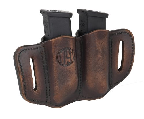 1791 Gunleather 2.2 Mag Holster - Double Mag Pouch for Double Stack Mags, OWB Magazine Pouch for Belts - Classic Brown, Stealth Black, Black & Brown and Signature Brown (Vintage Brown)