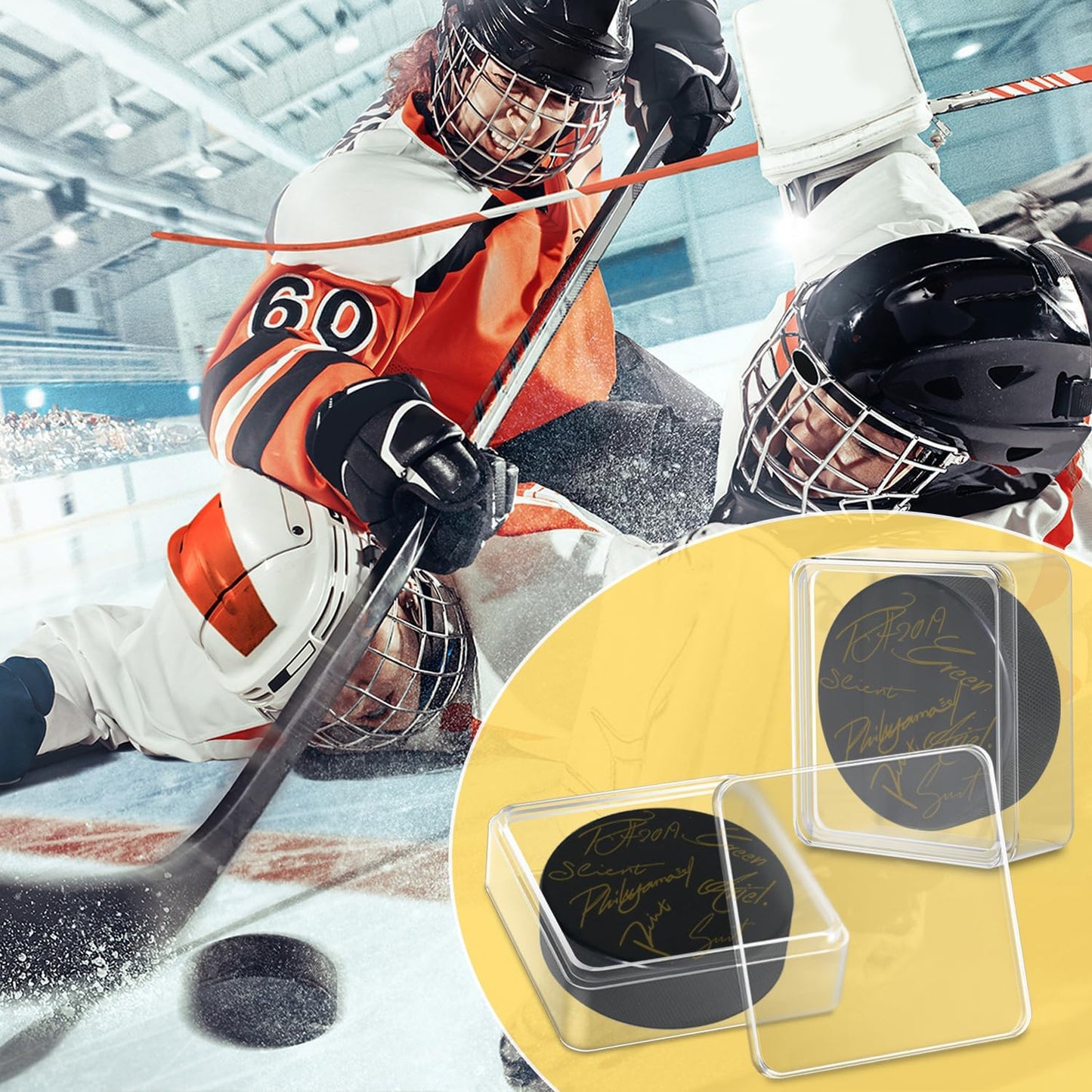 Acrylic Hockey Puck Display Cases - Official Size Cube Holders for 3 Pucks | Clear Protection