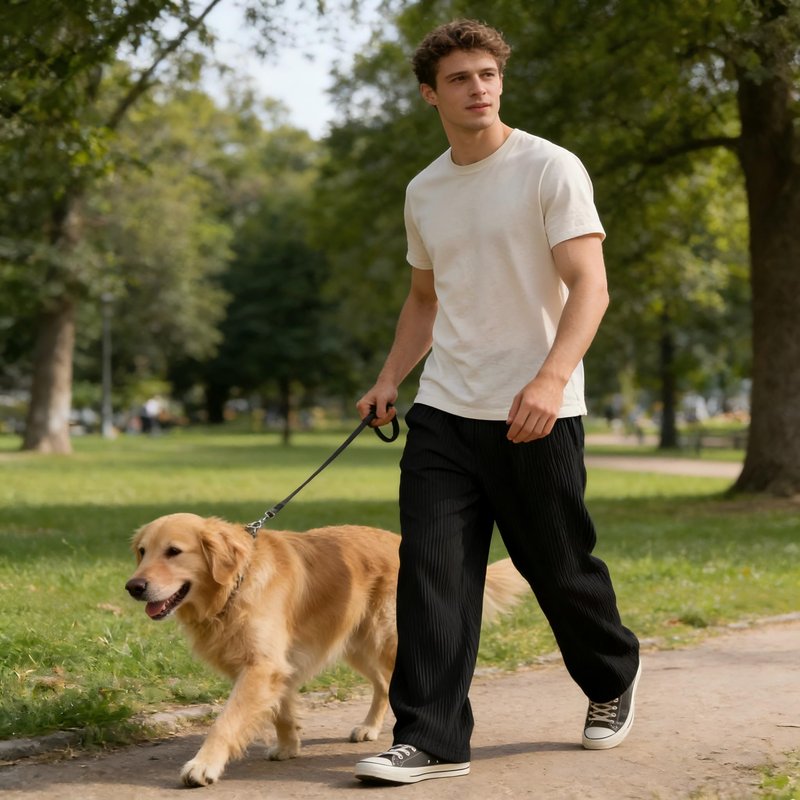 Quskc Men's Baggy Sweatpants Straight Leg Open Bottom Corduroy Pants Casual Drawstring Waist Joggers with Pockets Black