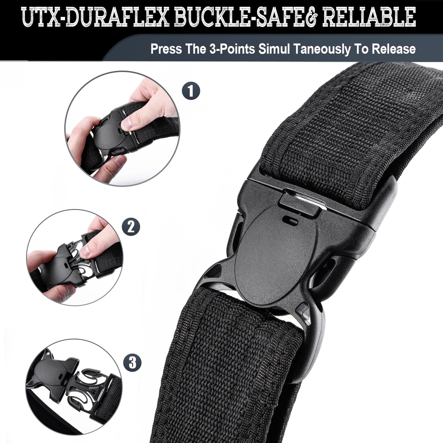 MOZETO Duty Belt, 2" Police Security Nylon Duty Belts Law Enforcement Officer with 2 Key Holder and 4 Belt Keepers