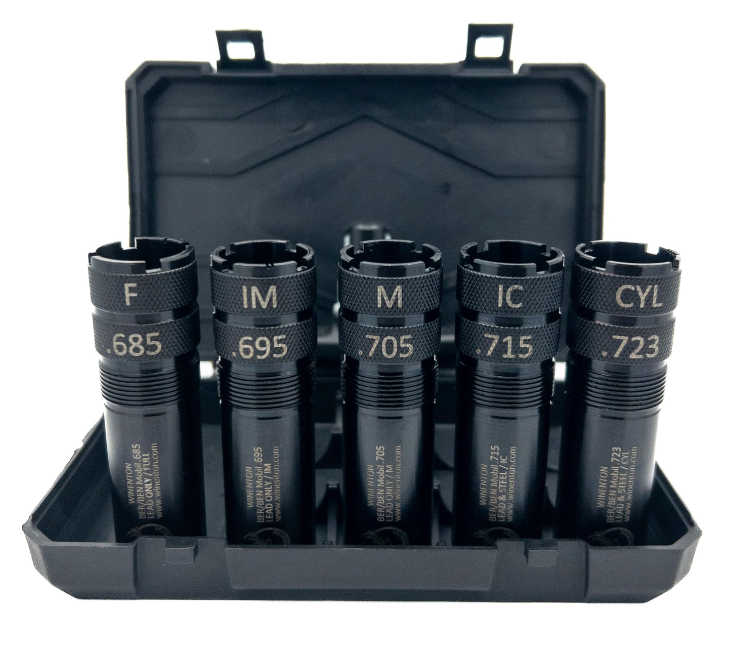 Winenton™ Extended Choke Tubes Set - BER/Ben Mobil Thread ONLY - 12Ga - 5 Pieces Choke Tubes with Wrench - Black