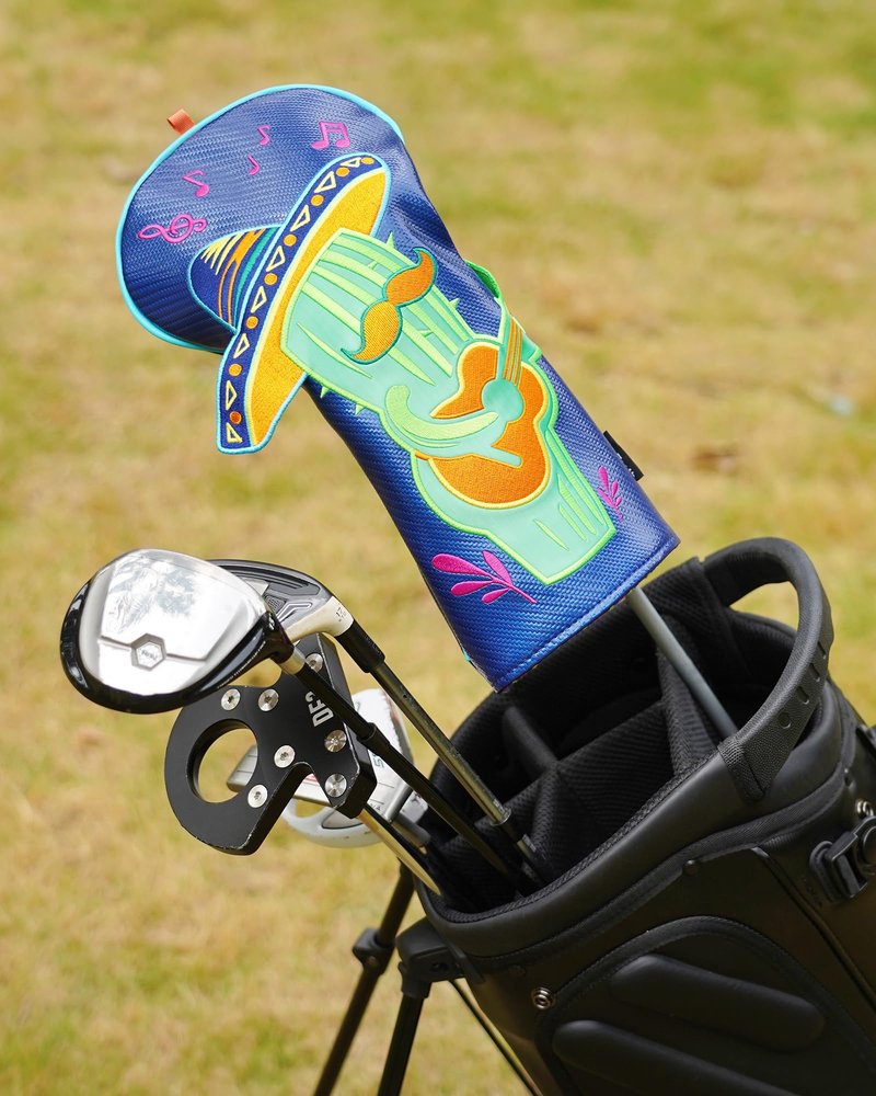 Big Teeth Mexican Style Driver Headcover, Funny Golf Club Head Cover Driver Headcover, Funny Cactus Guitar Player, Golf Club Driver Covers Blue Color