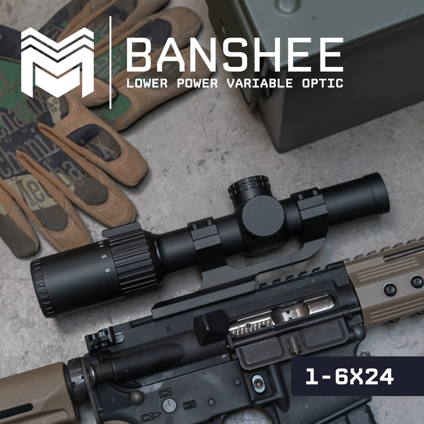 Monstrum Banshee 1-6x24 LPVO Rifle Scope with Offset Scope Mount | Black | MX1 Reticle