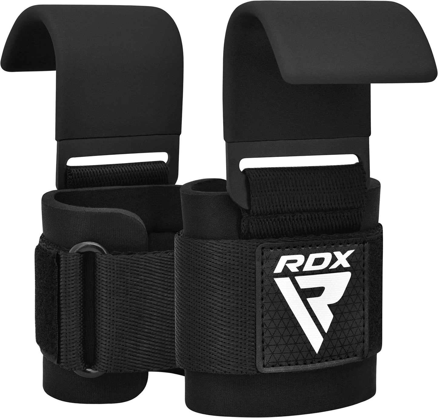 RDX Weight Lifting Hooks Straps Pair, Non-Slip Rubber Coated Grip, 8mm Neoprene Padded Wrist Wrap Support Powerlifting Deadlift Pull Up Fitness Strength Training, Gym Bodybuilding Workout, Men Women